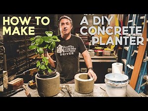 DIY Concrete Planters made with buckets! How to make your own rustic planters of any size!
