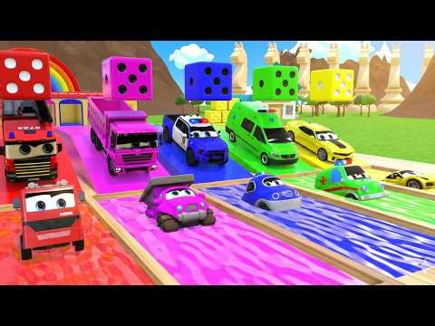Bingo Song + Wheels on the Bus! Cartoon Cars Go through Magic Water!