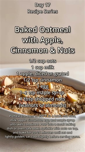 Baked Oatmeal with Apple, Cinnamon & Nuts 🍎🥣✨