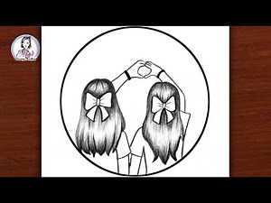 How to Draw Two Best Friends Holding Hands | BFF Pencil Drawing Easy Step by Step