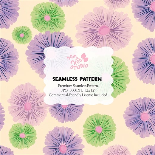 Pastel Floral Seamless Pattern, Cute Retro Flower Print, Soft Spring Botanical, Feminine Surface Design, POD Craft Paper - Etsy