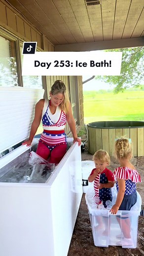 Hermione is the best coach! Wait till the end🥹 #icebath #breathe #icequeen #fyp #coldplunge #ice #mom #momlife #fun #kids #toddler #momsoftiktok