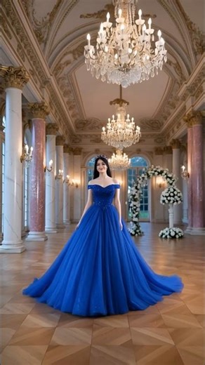 Dreamy Light Blue Sparkle Off-Shoulder Ball Gown ✨ Fairy Tale Princess#LightBlueBall Gown