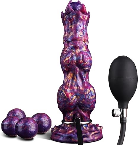 25.5cm Ovipositor Monster Dildo Fantansy Alien Knot Dildo Aufblasbar Analplug mit 4 Silikoneiern Analdildos XXL Groß mit Saugnapf Buttplug Anal Vagina Pumpe Extrem Sexspielzeug für Frauen Männer