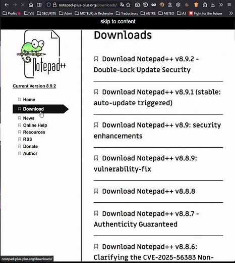 #Notepad ++ passe en version 8.9.2