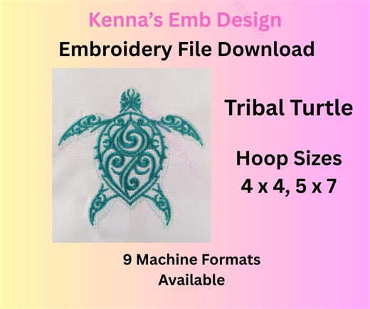 Turtle Machine Embroidery File Download - Etsy