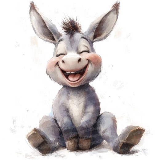 12x Donkey Clipart, Watercolor Laughing Donkey, Farm Animal Clipart, Printable Watercolor Clipart, Paper Crafts, Wall Art, Digital Download - Etsy