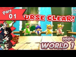 Super Mario 3D World 4-player co-op walkthrough (w/ commentary) Part 1 - World 1 100%