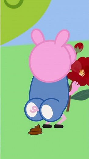 George Pig uses poop to throw Peppa Pig #peppapigfunny #cartoonshorts #peppapigsongs#funnycartoon