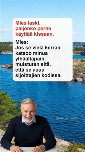 Mies laski, paljonko perhe käyttää kissaan #siistikomedia #suomalainenvitsi #suomalainenhuumori