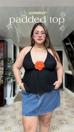 summer padded top 🌺 #plussize #summeroutfit #paddedtop
