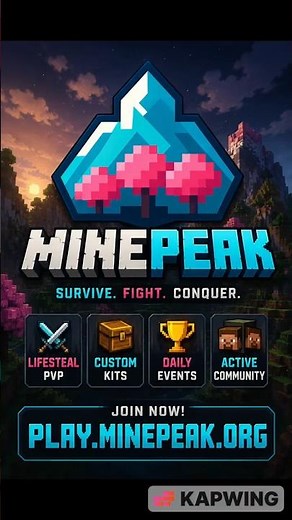 MinePeak Lifesteal SMP | Free OP Kits | Best Minecraft PvP Server #minecraft #senpaispideredit