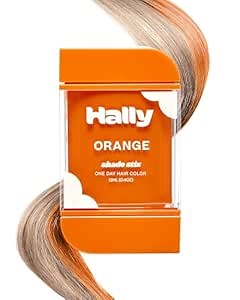 Hally Hair Temporary Hair Color, Shade Stix (Orange) - Hair Makeup Accessories for Kids, Teens & Adults - 12 ml Washable Hair Chalk & Dye for Festivals, Sporting Events & Parties