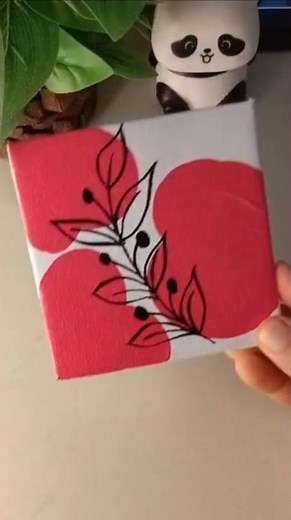 Pink & Black Minimal Boho Leaf Painting 🌿💗 #diy #explorepage #viralshorts #painting