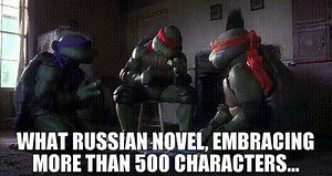 What Russian novel, embracing more than 500 characters...