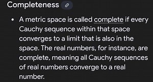 CompletenessA metric space is called complete if every Cauchy... | Filo