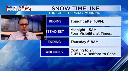 WPRI 12 weather now 12/31/25: Snow tonight; slick roads possible