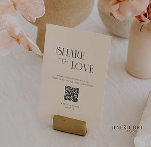 Share the Love Wedding Photo QR Code Sign: Capture the Love Card Take Photos Sign (digital Template, Customizable) KARLA - Etsy