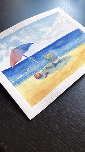 Beach scene watercolor tutorial #watercolorpainting #watercolortutorial #easywatercolor #howtopaint #beginnerwatercolor #watercolour #watercolorartist #watercolorartists #simplewatercolor #paintingtutorial #dannydrwing #beachpainting #wavespainting #wavepainting #beachwatercolor