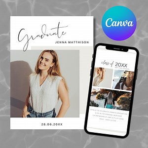 Modern Graduation Invitation 2025, Graduation Announcement, Grad Party Invite, Digital Download, Canva Editable, Animated Video - Etsy UK