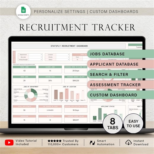 Recruitment Tracker Spreadsheet Hiring Tracker Recruiting Planner Tracking System Template ATS Tracker Interview Scheduling Google Sheets - Etsy Australia