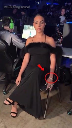 Georgina’s luxury black gown look with a diamond watch is pure elegance 🖤⌚