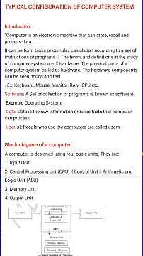 PUC 2 year computer science #Typical configuration of computer system #full notes