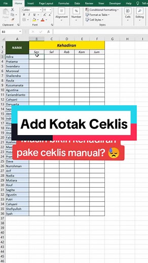 Cara Menambahkan Kotak Ceklis di Excel