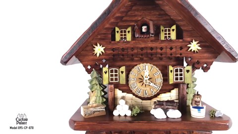 Cuckoo-Palace German Cuckoo Clock - Summer Meadow Chalet with 8-Day-Movement - 13 1/3 inches Height