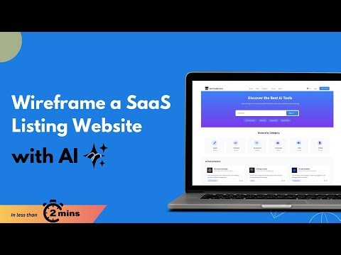 Wireframe a SaaS Listing Website Design using MockFlow Genius AI under 2 minutes