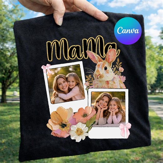 Custom Mama Photo PNG Add Your Kids Photo in Canva Mothers Day Gift Personalized Mom Shirt PNG - Etsy