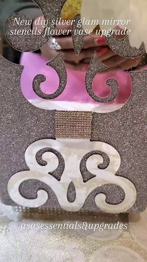 30K views · 12K reactions | New diy silver glam mirror stencils square flower vase upgrade. Here is another mirror stencils style vase upgrade with silver gillter. You can find the stencils at Amazon. Follow me for more diy projects. Subscribe to my utube channel for full diy videos. Link in my bio. Thank you for supporting my bio. #asasessentials #viralreels #foryoupagе #easycrafts #diytutorial #diytiktok #diyt #homdecorideas #homdecorideas #howtoc | Asa Asa | Facebook