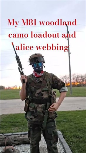 m81 woodland camo loadout and Alice webbing #military #airsoft #gaming