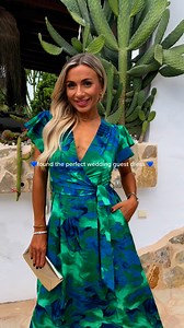 74K views · 18 reactions | The perfect wedding guest dress  shop our Green And Blue Abstract Print Short Sleeve Belted Wrap Midi Dress | AX Paris | Facebook