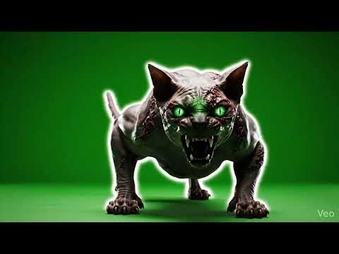 Realistic Horror Cat Walk 😱 | Scary Cat Sound | Green Screen Video