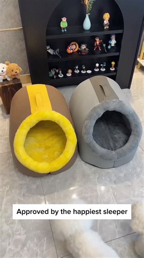 paw love on Instagram: "A soft and warm semi-enclosed cave bed 🐶 My dog loves it so much—sleeping inside feels extra cozy and secure! #DogBed #CatBed #NewDogOwner #DogCareTips #CutePetFinds"