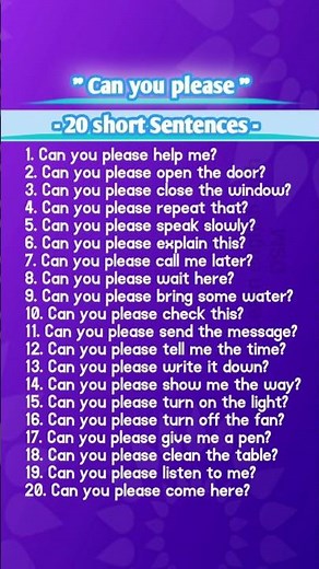 ( Can you please )20 Daily use sentences #learnenglishwithdsm #spokenenglish #dailyusesentences