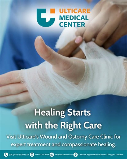 Wounds that don’t heal properly need more than basic treatment—they need expert attention. Visit Ulticare Medical Center’s Wound and Ostomy Care Clinic (WOCC) for specialized wound management, ostomy care, and personalized healing plans designed to restore comfort and quality of life. 📌 For schedules and inquiries, please contact our OPD Department: Viber: 639945977229 Email: opd.umc@gmail.com #UlticareMedicalCenter #UMC #WoundCare #OstomyCare #WOCC #HealingStartsHere #ExpertCare #Compassionate