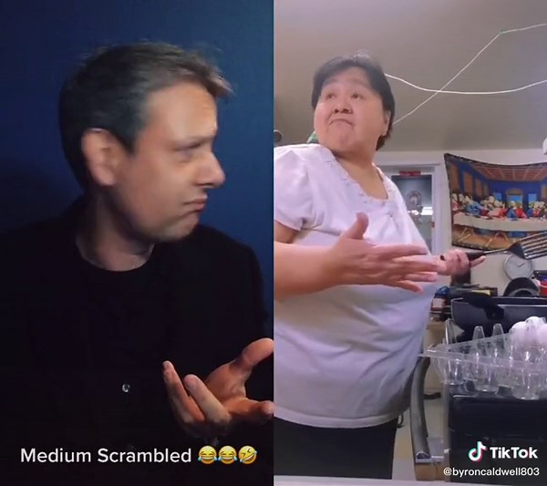 #duet with @ssevoga #viral #fyp #Deaf #fypシ #signlanguage #aslcomedy #deafcomedy #asl Gettting your eggs “Medium Scrambled” 😂😂😂