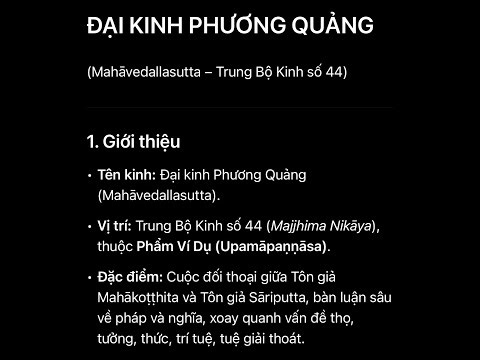 Tóm tắt Đại kinh Phương Quảng (Mahāvedallasutta), Tam Tạng Kinh Điển phần 78.