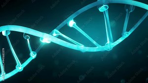 Rotating DNA Strand in Digital Space, Genetic Research and Biotechnology Concept