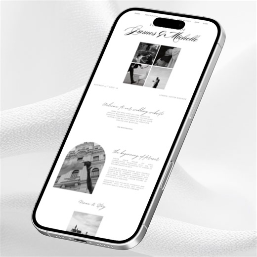 Minimalist Wedding Website Template | Black & White Website | Editable in Canva - Etsy