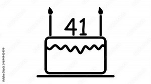 Birthday cake icon numbers from 1 to 100 animated, white background.