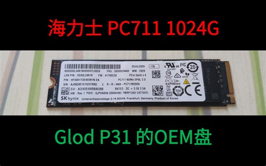 【然天一】【一周年】1TB海力士PC711评测报告