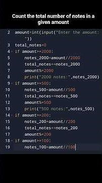 Count the total number of notes in a given amount program-python #coding #python