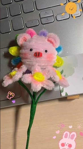 How to make a cute pig 🐽 from pipe cleaner #cute #pig #handmade #pipecleaners