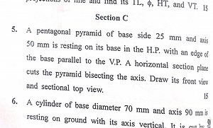 QuestionA pentagonal pyramid with a base side of 25 mm and an ... | Filo