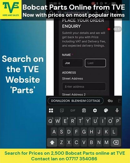 New Online Price Check and Ordering for Bobcat Parts from TVE