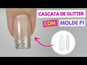 Easy Gel Nail Art - Glitter Cascade on F1 Mold (How to - Step by Step)