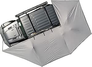 Car Awning Camping, Freestanding 270 Degree Awning with LED Lights, Rooftop Tent for SUV Trucks Overland Tent Shelter, Folding Portable Car Awning Sun Shelter, Driving Side (Left)
